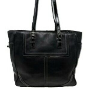 Coach East West Gallery Black Leather Tote Purse Bag B0778 F10413